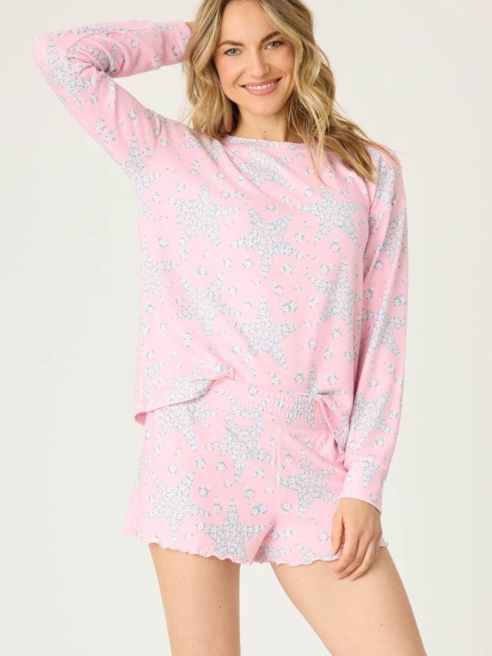PJ Salvage 2 PC Written In The Stars Pajamas Peachy Top & Shorts Pink Size Small